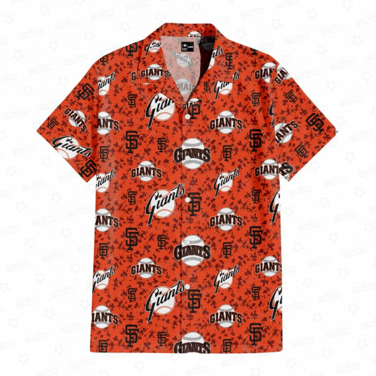 San Francisco Giants Orange Camouflage Hawaiian Shirt