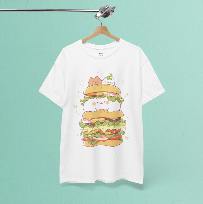 Kawaii Cat Burger T-Shirt