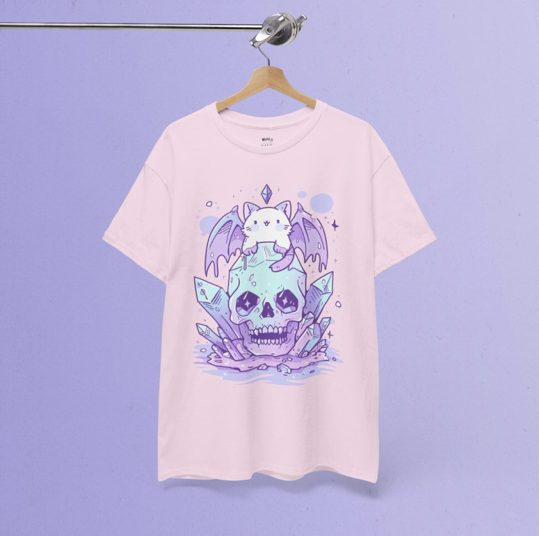 Pastel Goth Skull Cat T-Shirt