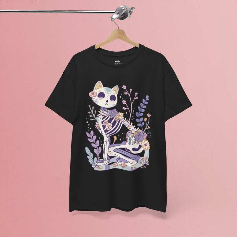 Pastel Goth Cat Skeleton T-Shirt